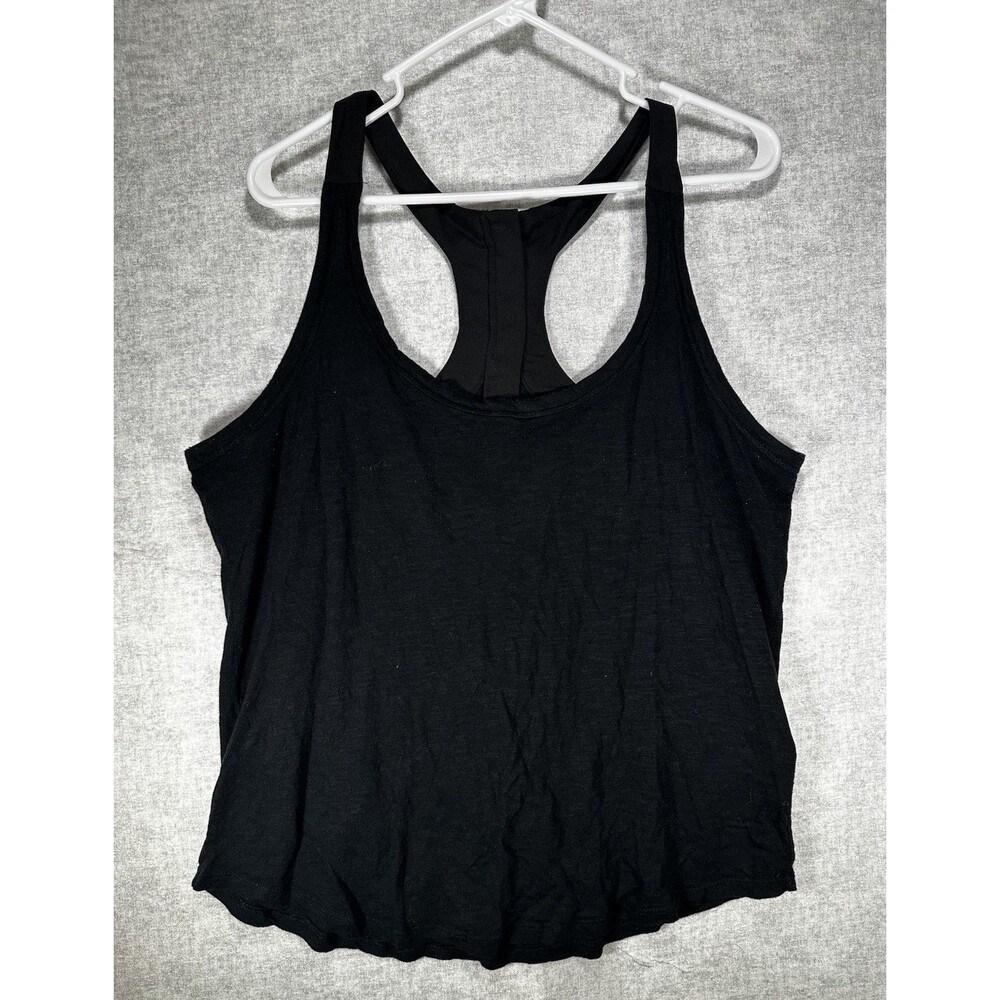 Banana Republic Black Racer Back Layer Tank Size Large Zipper Cotton Polyester